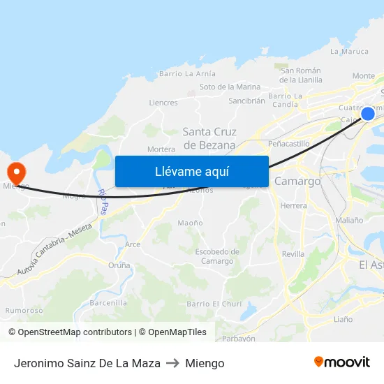 Jeronimo Sainz De La Maza to Miengo map