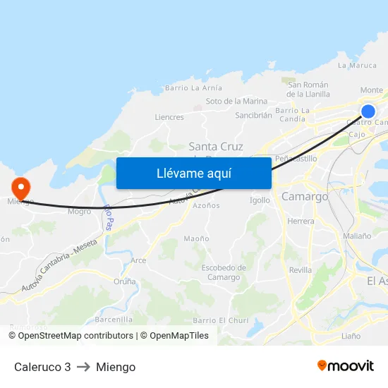 Caleruco 3 to Miengo map