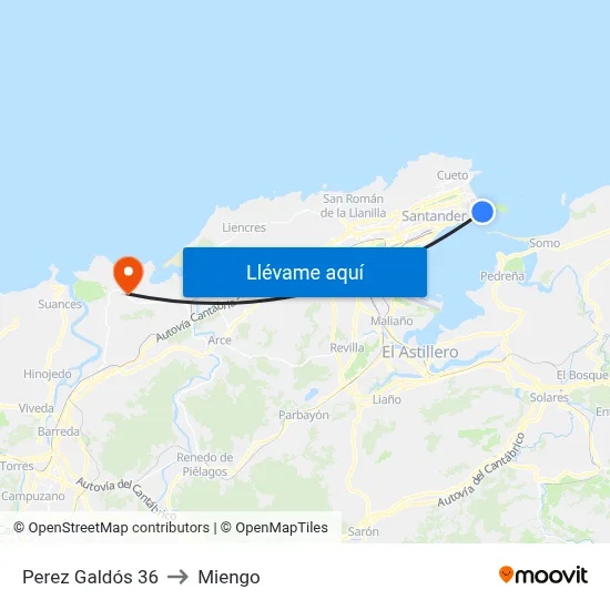 Perez Galdós 36 to Miengo map