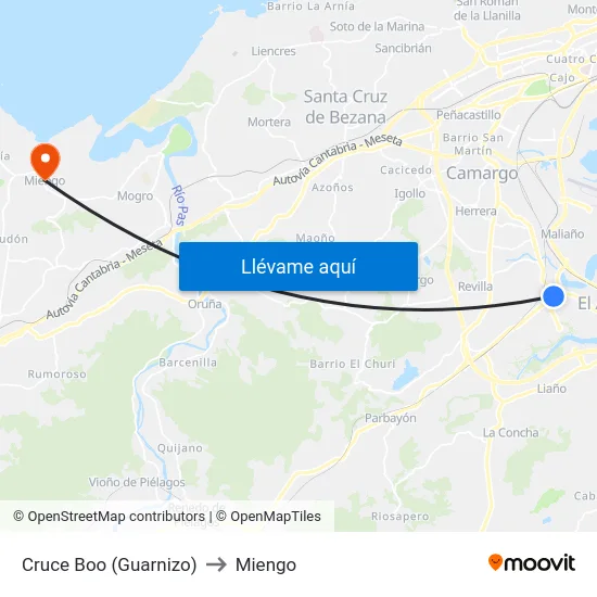 Cruce Boo (Guarnizo) to Miengo map