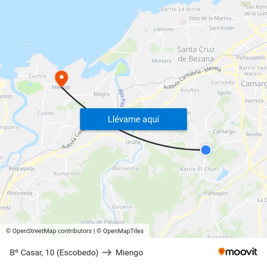 Bº Casar, 10 (Escobedo) to Miengo map