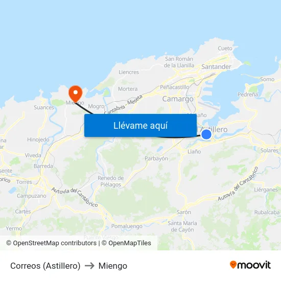 Correos (Astillero) to Miengo map