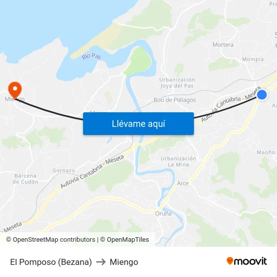 El Pomposo (Bezana) to Miengo map