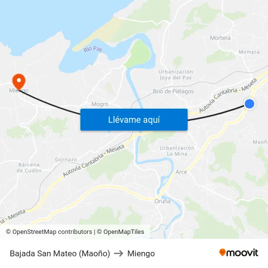 Bajada San Mateo (Maoño) to Miengo map
