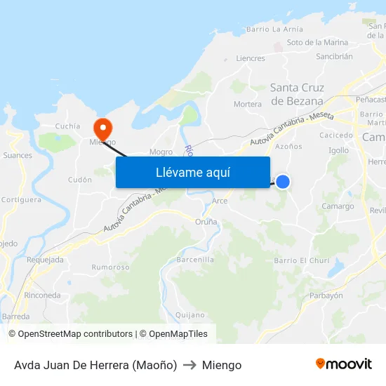 Avda Juan De Herrera (Maoño) to Miengo map