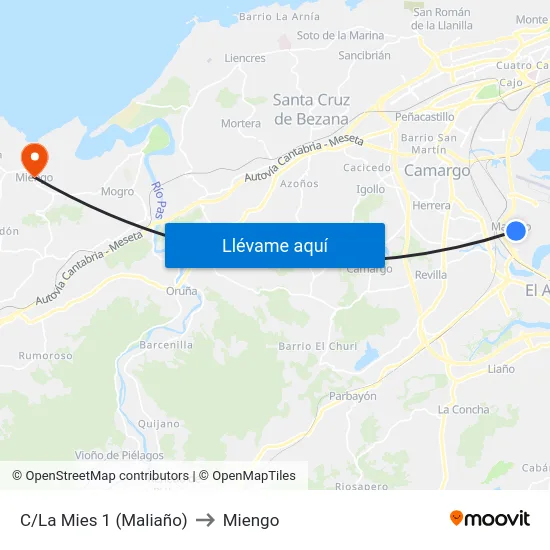 C/La Mies 1 (Maliaño) to Miengo map