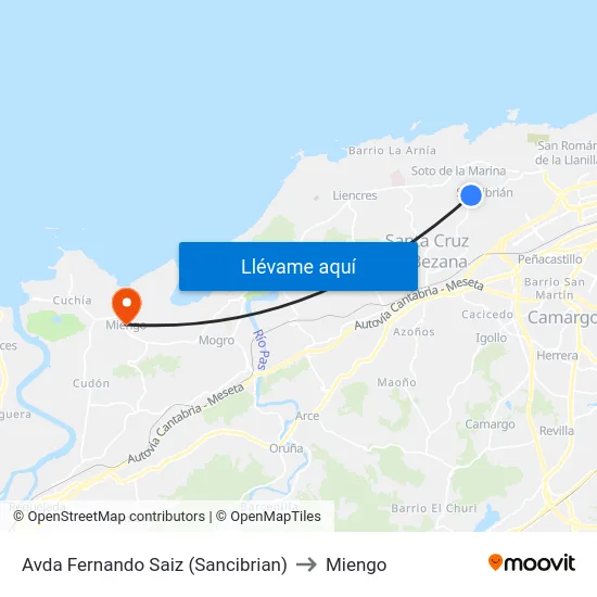 Avda Fernando Saiz (Sancibrian) to Miengo map