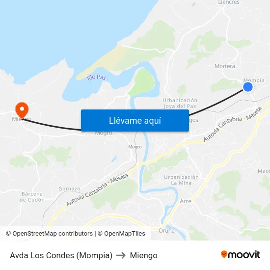 Avda Los Condes (Mompia) to Miengo map