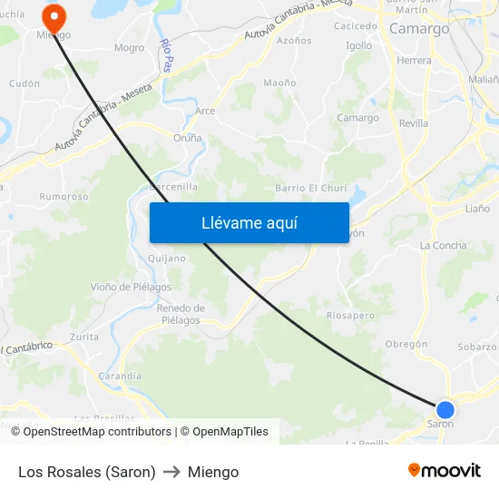 Los Rosales (Saron) to Miengo map
