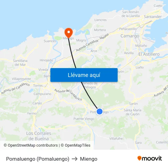 Pomaluengo (Pomaluengo) to Miengo map