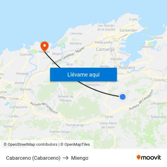 Cabarceno (Cabarceno) to Miengo map