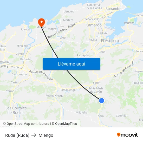 Ruda (Ruda) to Miengo map