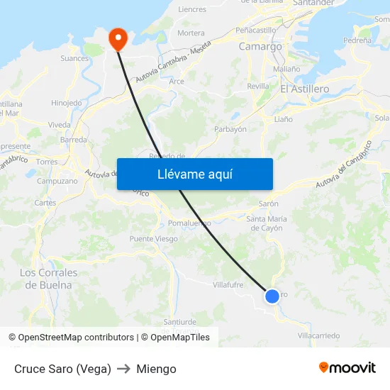 Cruce Saro (Vega) to Miengo map