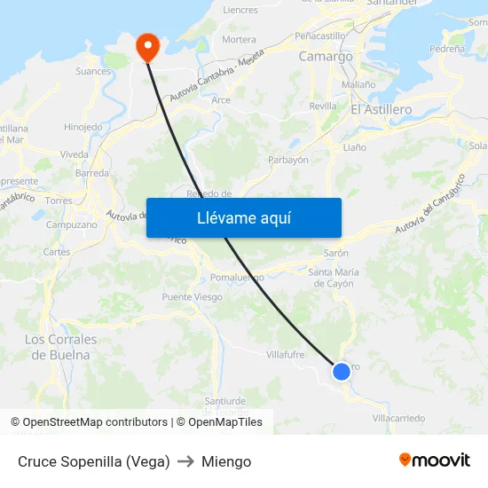 Cruce Sopenilla (Vega) to Miengo map