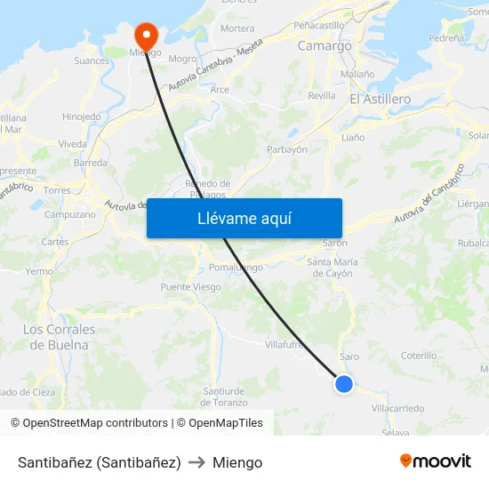Santibañez (Santibañez) to Miengo map