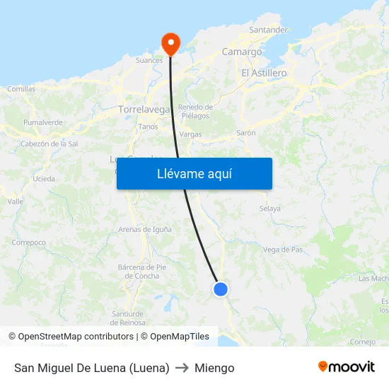San Miguel De Luena (Luena) to Miengo map