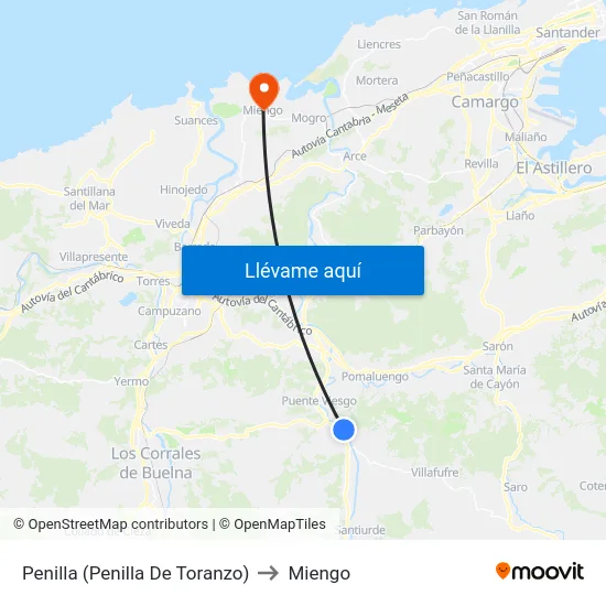 Penilla (Penilla De Toranzo) to Miengo map