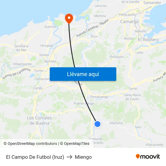 El Campo De Futbol (Iruz) to Miengo map