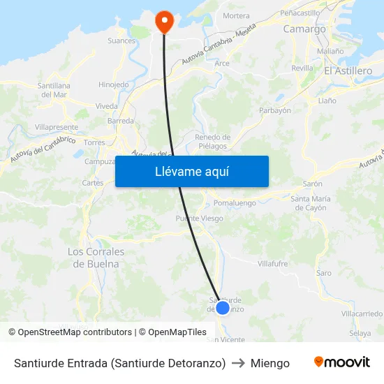 Santiurde Entrada (Santiurde Detoranzo) to Miengo map