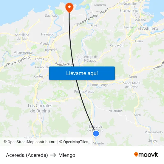 Acereda (Acereda) to Miengo map