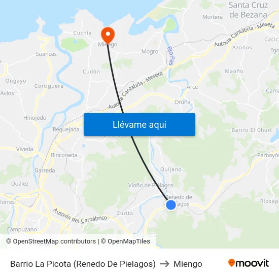Barrio La Picota (Renedo De Pielagos) to Miengo map