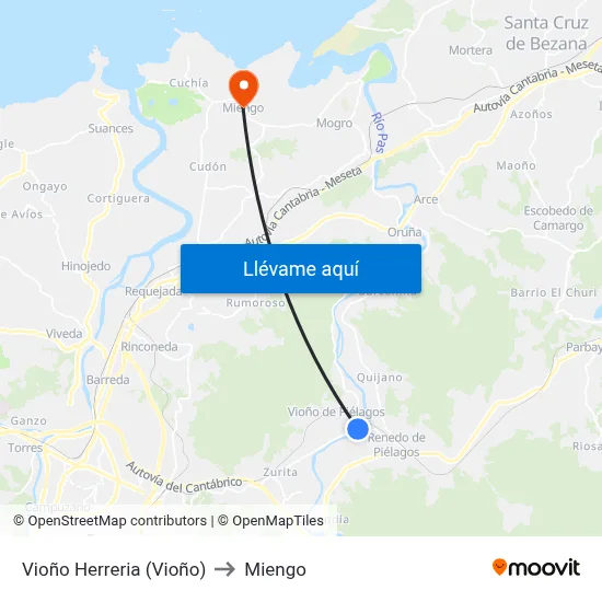 Vioño Herreria (Vioño) to Miengo map