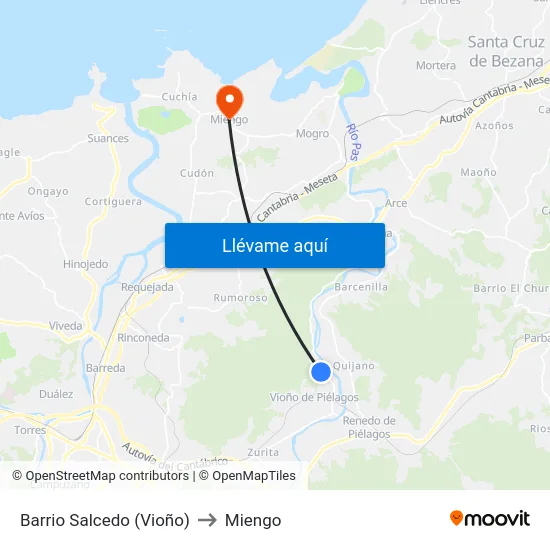 Barrio Salcedo (Vioño) to Miengo map