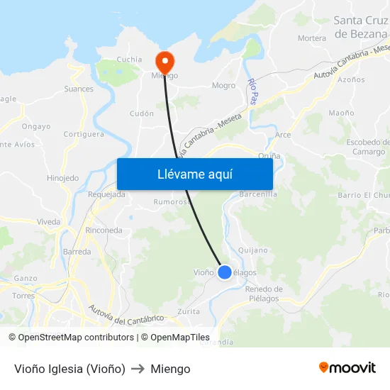 Vioño Iglesia (Vioño) to Miengo map