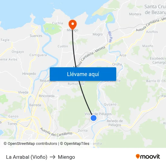 La Arrabal (Vioño) to Miengo map
