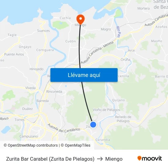 Zurita Bar Carabel (Zurita De Pielagos) to Miengo map