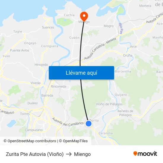 Zurita Pte Autovia (Vioño) to Miengo map