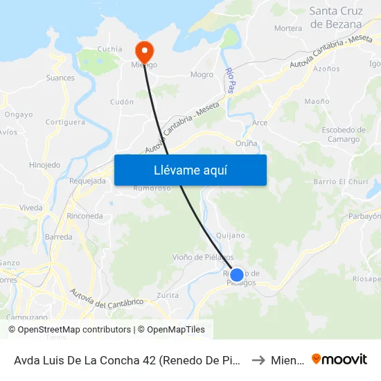 Avda Luis De La Concha 42 (Renedo De Pielagos) to Miengo map