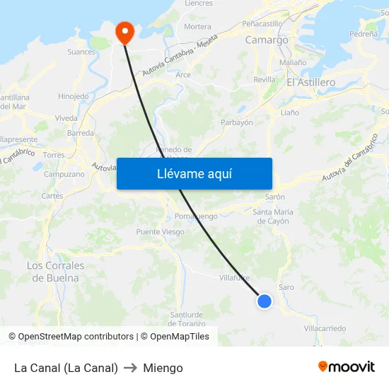 La Canal (La Canal) to Miengo map