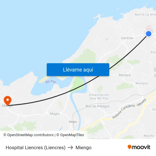 Hospital Liencres (Liencres) to Miengo map