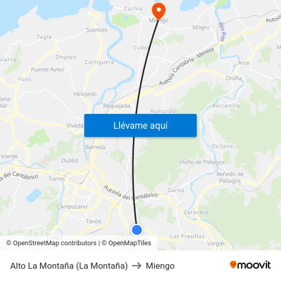 Alto La Montaña (La Montaña) to Miengo map