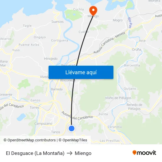 El Desguace (La Montaña) to Miengo map