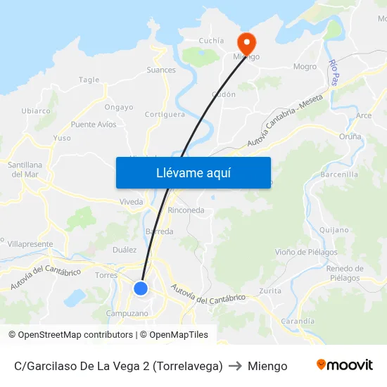 C/Garcilaso De La Vega 2 (Torrelavega) to Miengo map