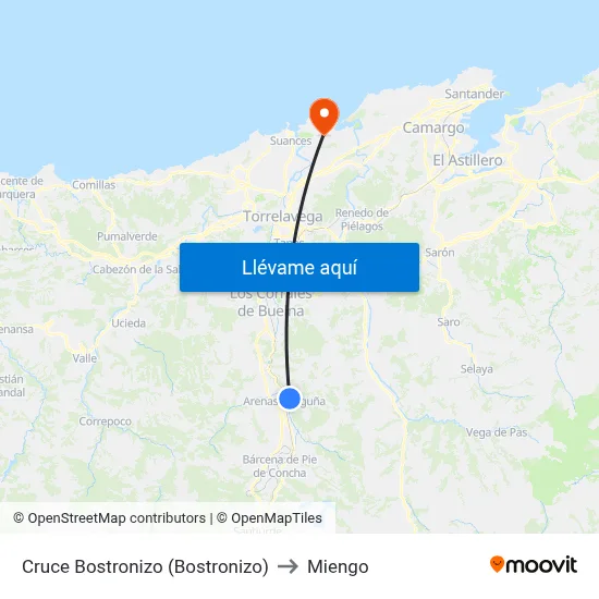 Cruce Bostronizo (Bostronizo) to Miengo map