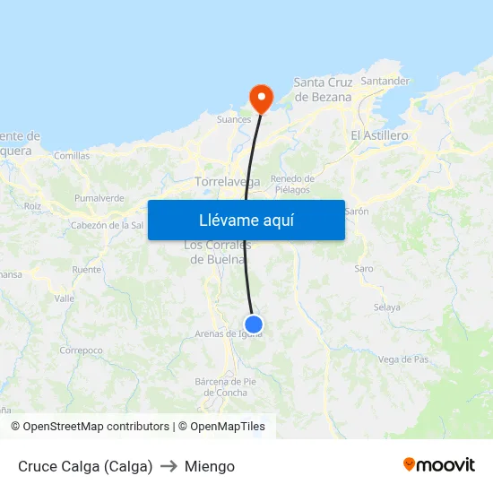 Cruce Calga (Calga) to Miengo map