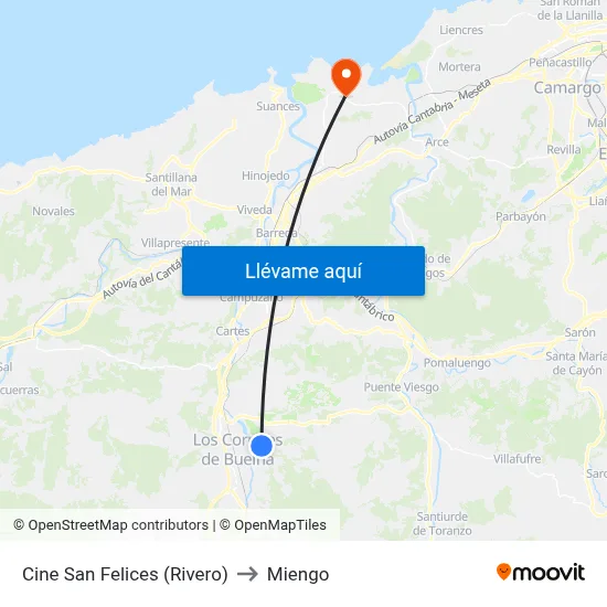 Cine San Felices (Rivero) to Miengo map