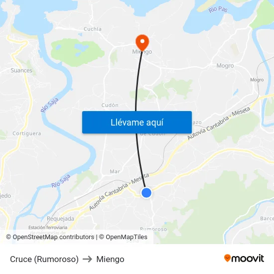 Cruce (Rumoroso) to Miengo map