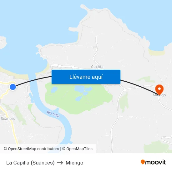 La Capilla (Suances) to Miengo map