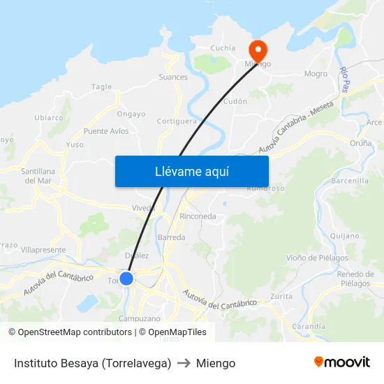 Instituto Besaya (Torrelavega) to Miengo map