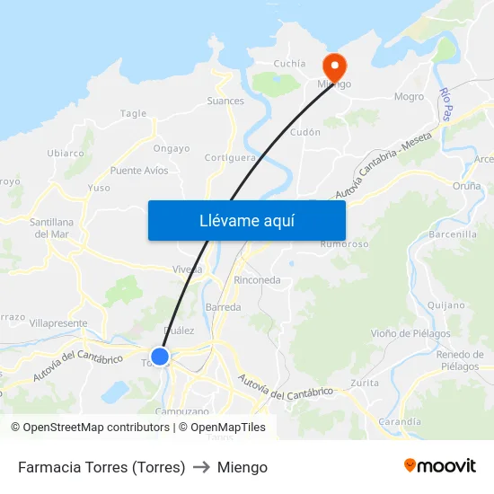 Farmacia Torres (Torres) to Miengo map