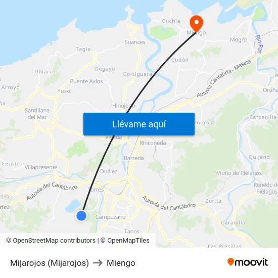 Mijarojos (Mijarojos) to Miengo map
