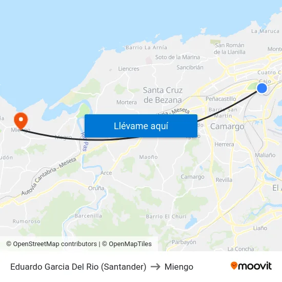 Eduardo Garcia Del Rio (Santander) to Miengo map