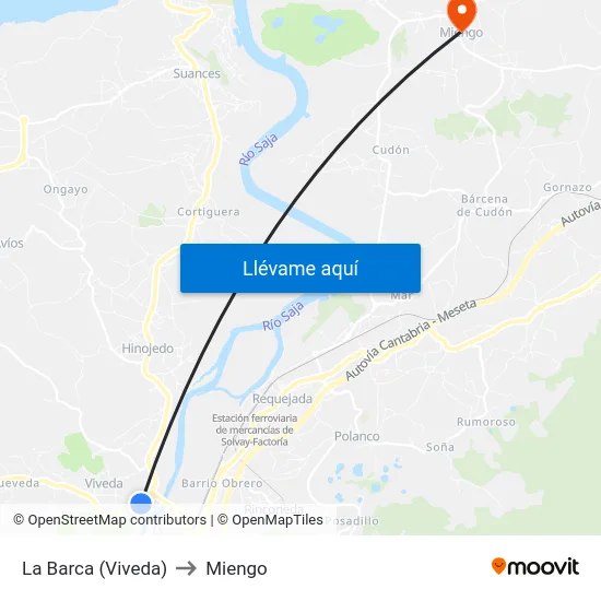 La Barca (Viveda) to Miengo map
