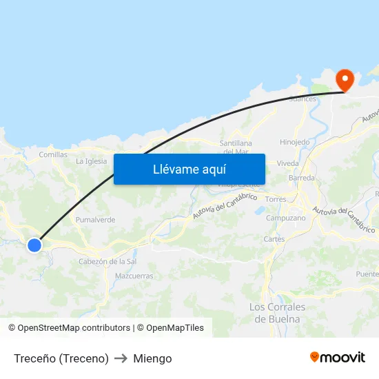Treceño (Treceno) to Miengo map