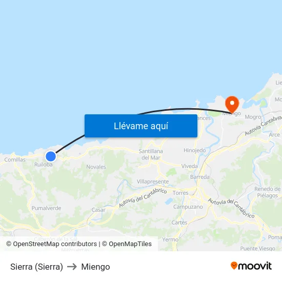 Sierra (Sierra) to Miengo map