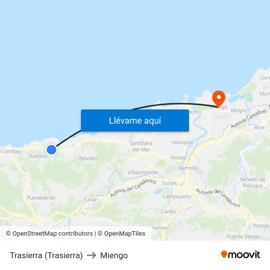 Trasierra (Trasierra) to Miengo map